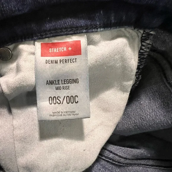 Express Mid Rise Ankle Legging Stretchy Jeans, Size 00S/00C, Blue, Pre-owned - Picture 7 of 8